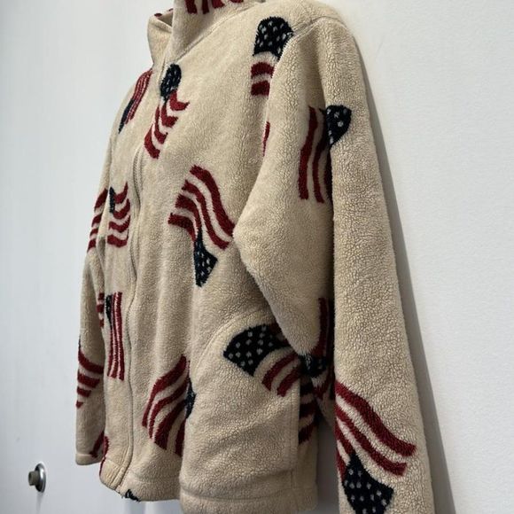 Mandal Bay American Flag Zip Up Turtleneck Sweater Size L - Picture 3 of 6